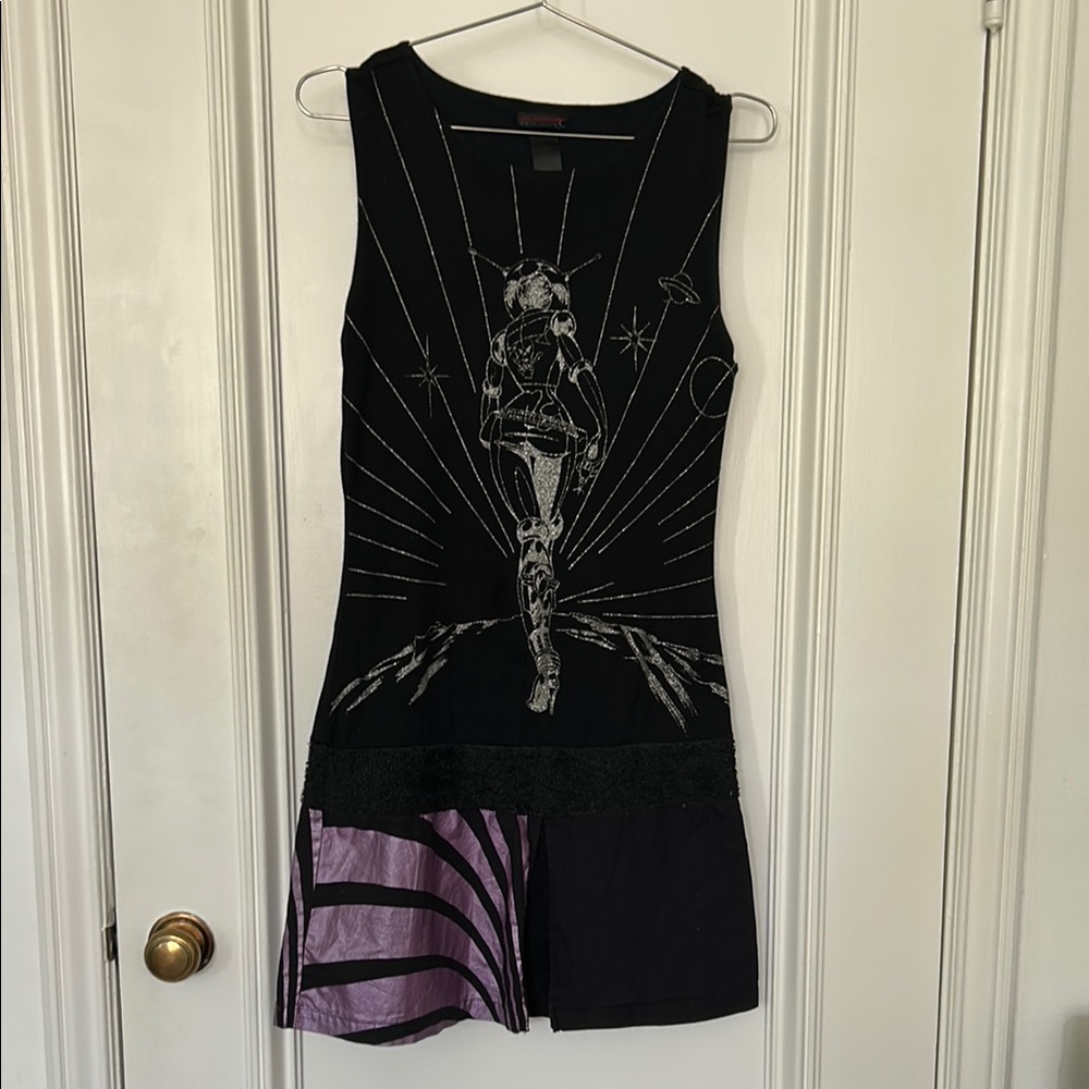 Custo Barcelona Black Dress with Silver Glitter Woman